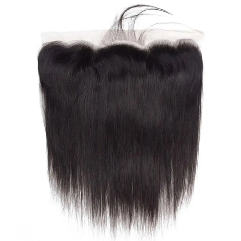 Natural Color Silk Straight Brazilian Human Hair Ear to Ear Lace Frontal Closure 13x4inchs