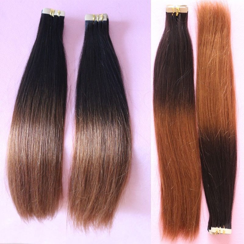 Tape Hair Ombre Virgin Brazilian Tape Hair Extension Human Hair Straight 2 Tone Hair Extensions