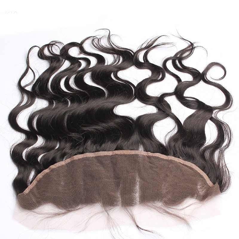 Natural Color Body Wave Indian Remy Hair Lace Frontal Closure 13x4inchs