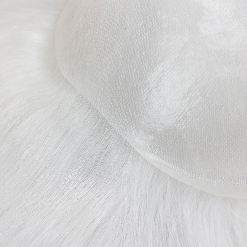 Fashion Super Thin Skin 100% Human Hair Pure White Color 8X10 Toupee For Men