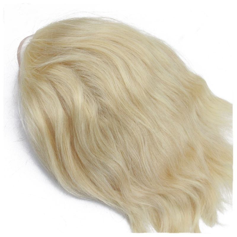 Men's Toupee Human Hair Hairpieces for Men 10×8 inch Thin Skin Hair 613# Color Mono lace with PU