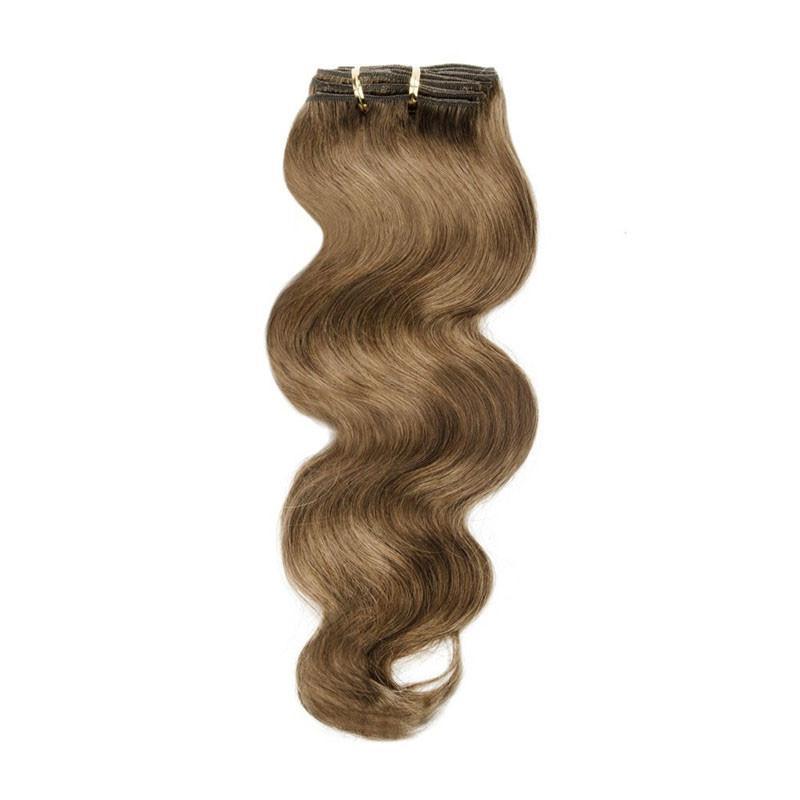 Burgundy 160g 10pcs Human Hair Clip in Extension Brazilian Hair Body Wave Brown