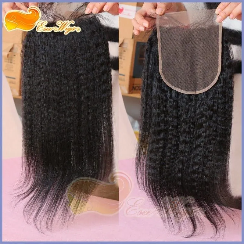 Hotsale Kinky Straight Lace Closure 4x4inch 100% Virgin Brazilian Hair Lace Top Closure Kinky Straight