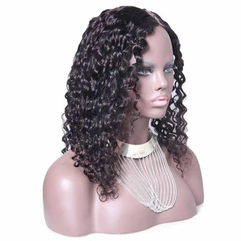 Deep Wave Brazilian Virgin Human Hair U Part Wigs Wowafrican