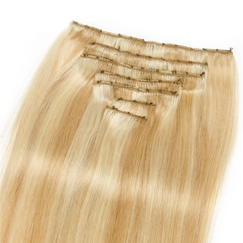 70g 7pcs Highlight Color Straight Clip in Extension Peruvian Virgin Hair Blonde