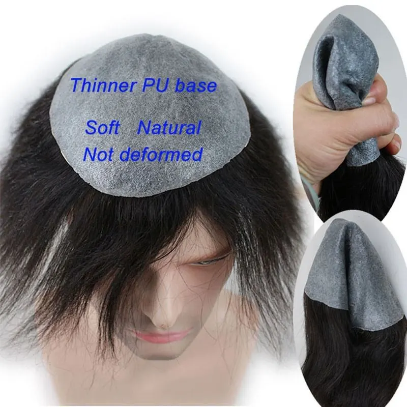 Toupee for Men Whole Thinner PU Base Not Deformed en Hairpiece