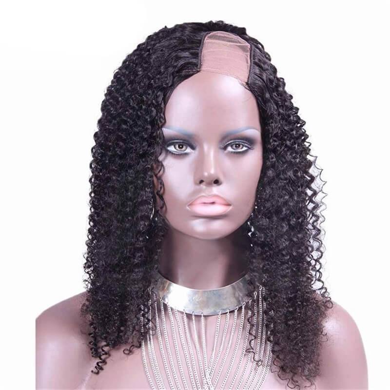 Kinky Curly Brazilian Virgin Human Hair U Part Wigs 8-24 in stock