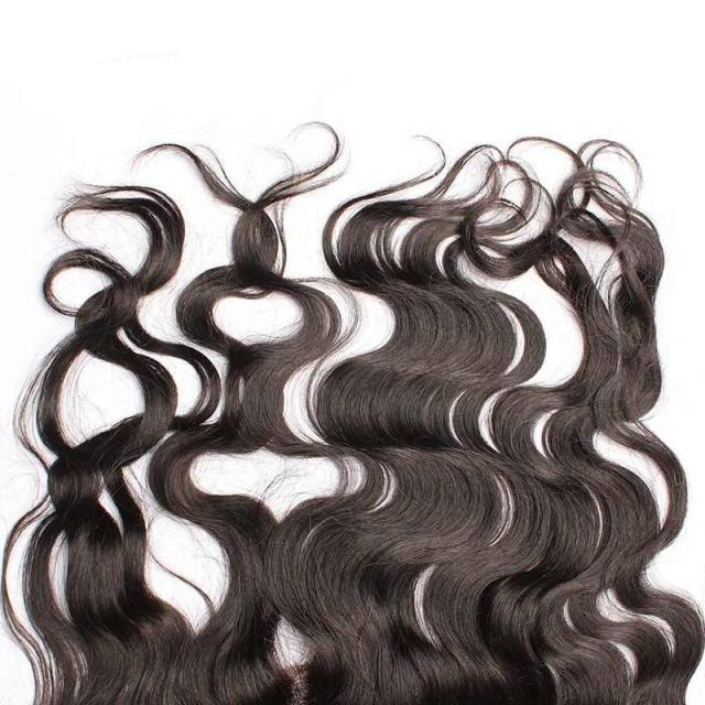 Natural Color Body Wave Indian Remy Hair Lace Frontal Closure 13x4inchs
