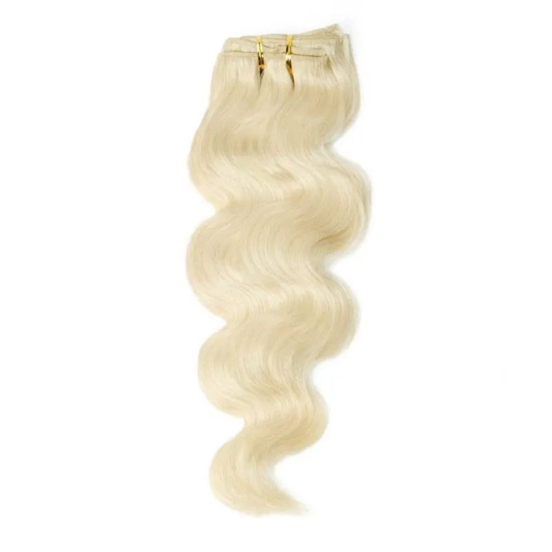 Light Blonde 160g 10 pcs Body Wave Hair Clip in Peruvian Virgin Human Hair Extension 60# 613# Color