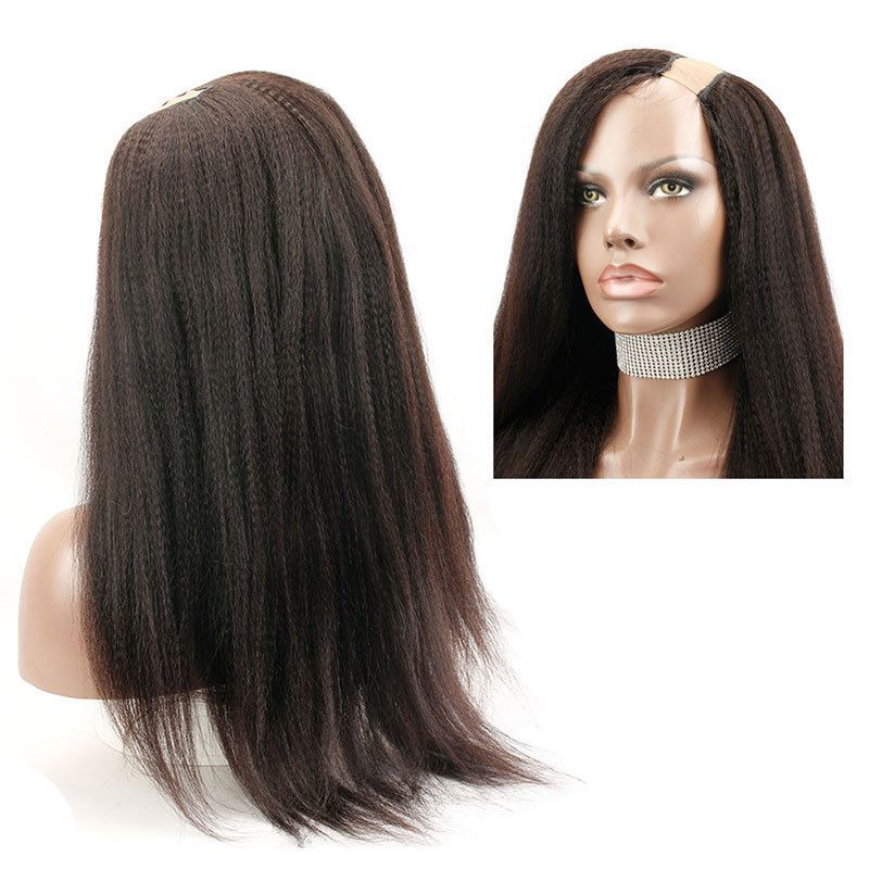 Italian Yaki U Part Wig Human Hair Wigs Brazilian Remy Hair Full and Thick for Black Women Pre Plucked 1"x4" Opening