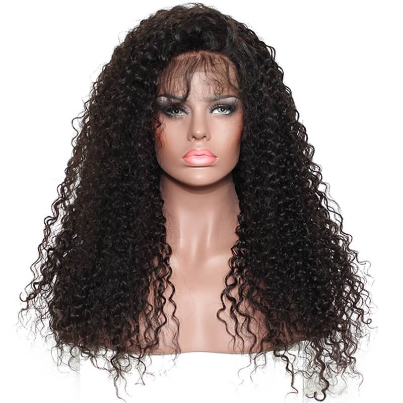 300% Density Pre-Plucked Kinky Curly Human Hair Wigs Natural Hair Line Lace Front Wigs Malaysian Virgin Hair