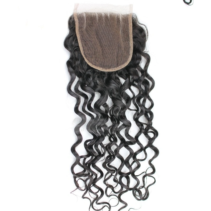 Vietnamese Remy Hair Lace Closure Deep Curly 4X4 1B Color Density 120%