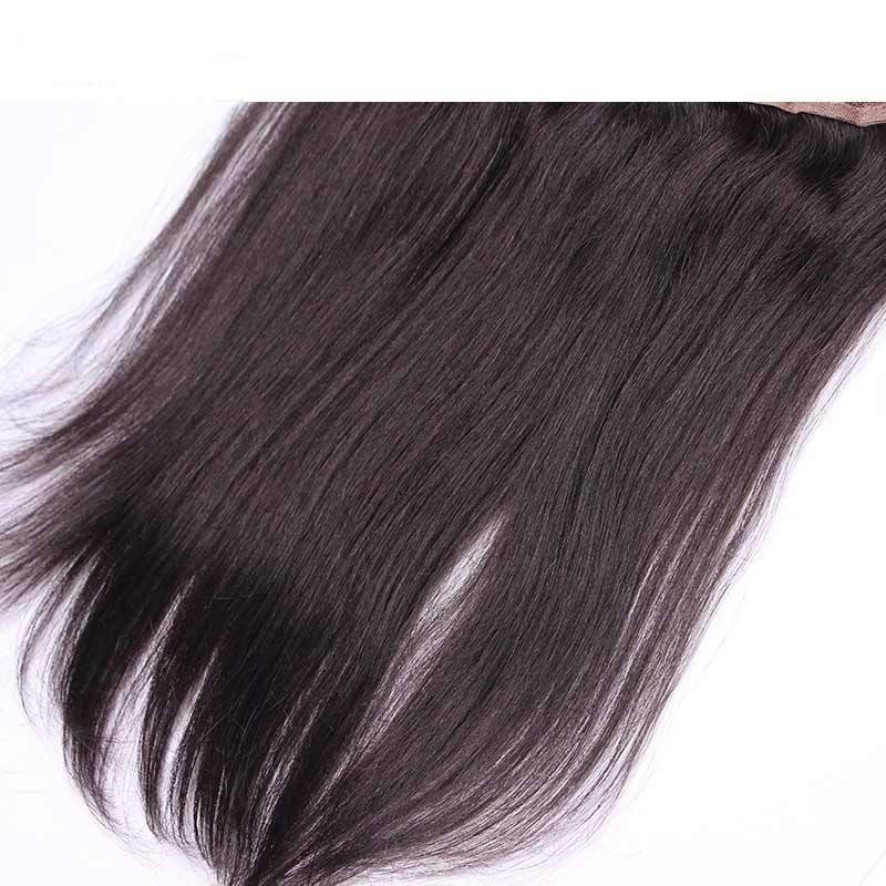 Natural Color Silk Straight Brazilian Human Hair Ear to Ear Lace Frontal Closure 13x4inchs