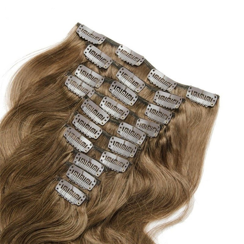 Burgundy 160g 10pcs Human Hair Clip in Extension Brazilian Hair Body Wave Brown