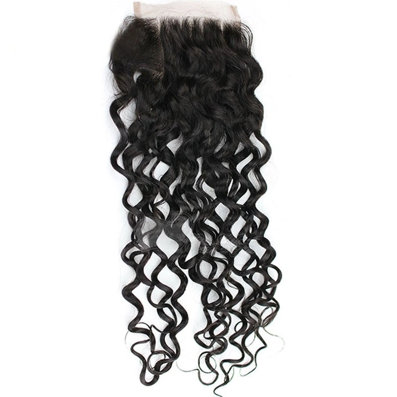 Vietnamese Remy Hair Lace Closure Deep Curly 4X4 1B Color Density 120%