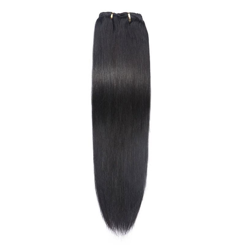 Light Brown 100g 7pcs Clip In Human Hair Extensions Straight Natural Color