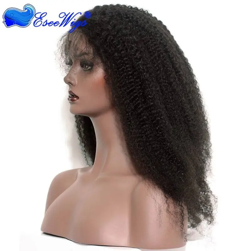 Glueless Silk Top Full Lace Wigs Afro Kinky Curly Peruvian Virgin Human Hair Wig With Baby Hair