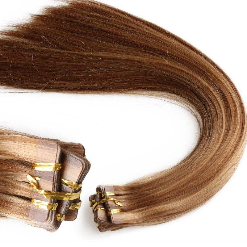Hotsale Unprocessed Virgin Malaysian Hair Piano Color Tape In Hair Extensions Straight Adhesive Tape Hair 27/30 color