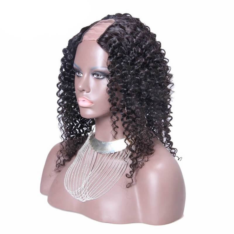 African American U Part Wigs Kinky Curly Brazilian Virgin Human Hair 8-24 in stock