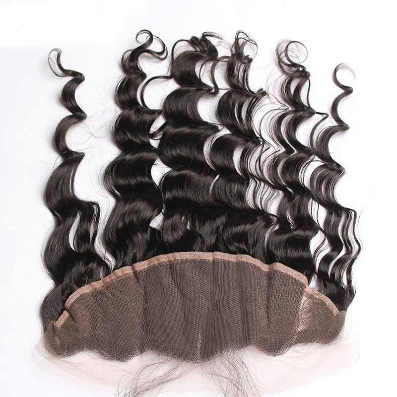 Natural Color Loose Wave Indian Remy Hair Lace Frontal Closure 13x4inchs