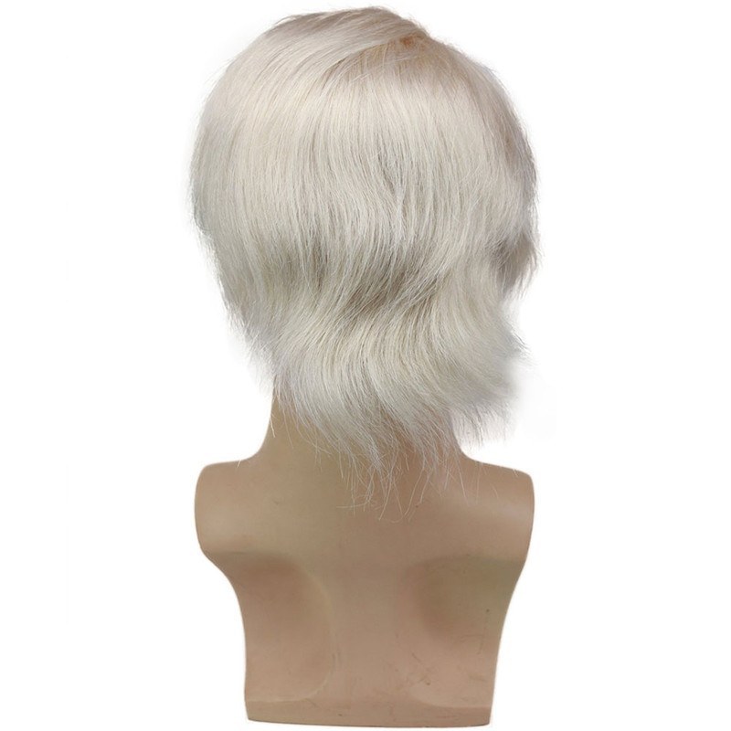 100% European Virgin Men's Toupee Replacement System For Thinning Hair On Top,#60 Platinum Blonde Color 8X10