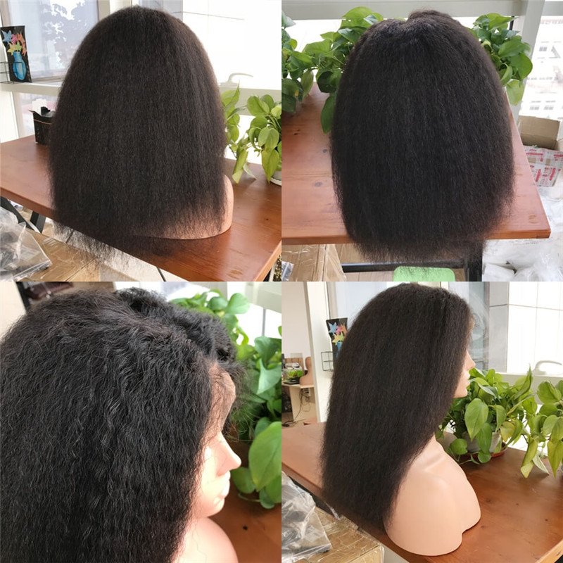 Kinky Straight 300% Density Wigs Glueless  Human Hair Wigs Natural Hair Line for Black Women