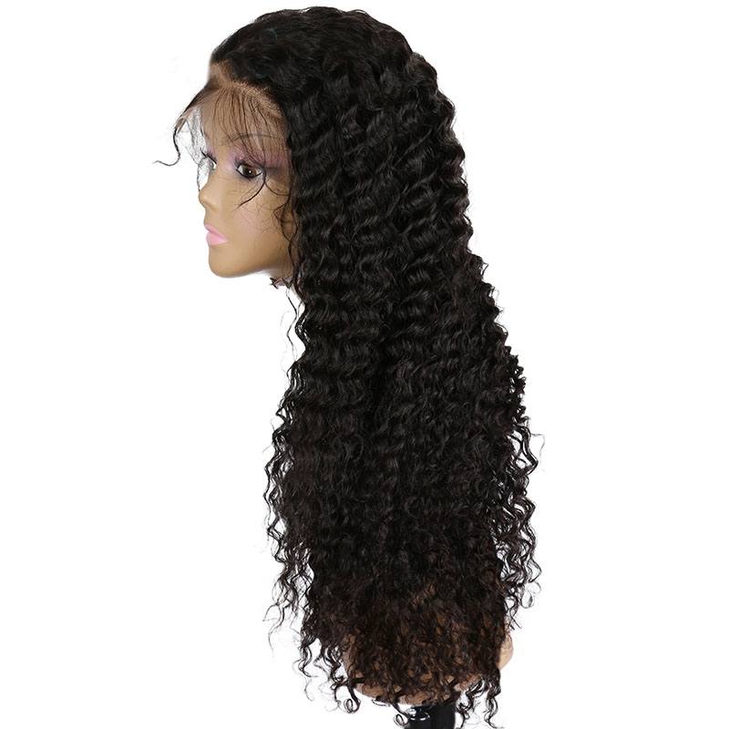 300% High Density Deep Curly Glueless Lace Front  Human Hair Wigs Human Hair Wigs Natural Hair Line