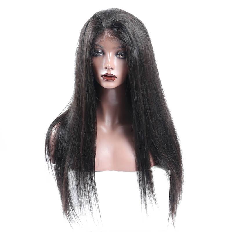 300% Density Lace Front Human Hair Wigs Peruvian Virgin Hair Front Lace Wigs Straight  Human Hair Wigs For Black Women