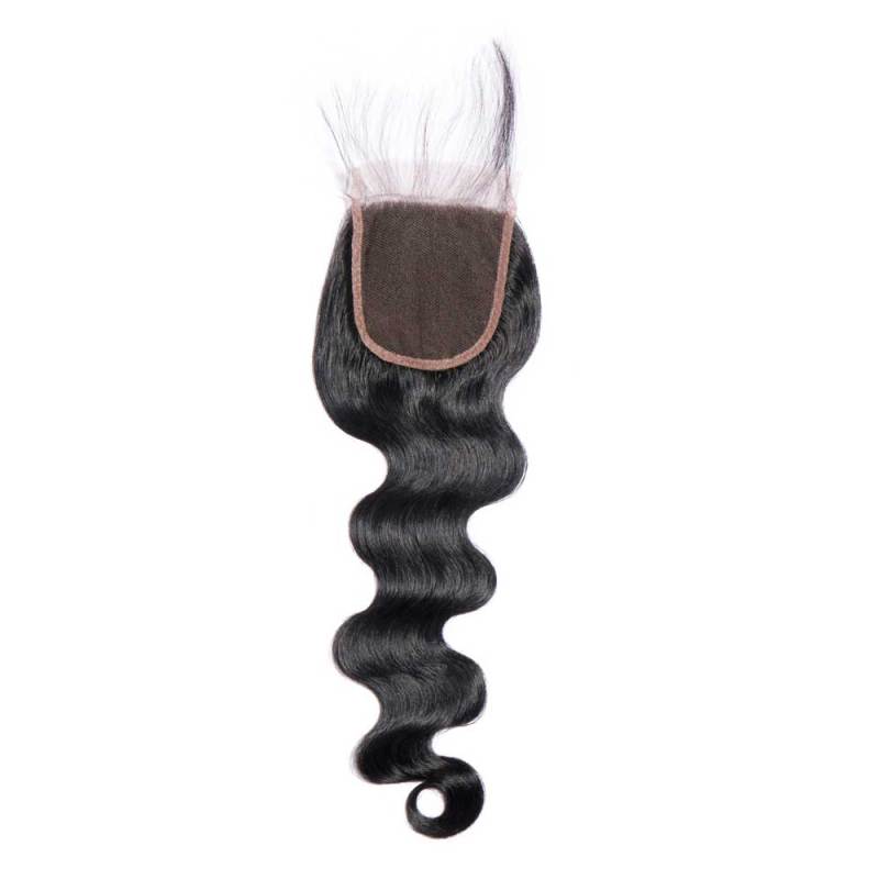 Brazilian Human Hair Body Wave Free Part 4x4 Lace Closure Natural Color