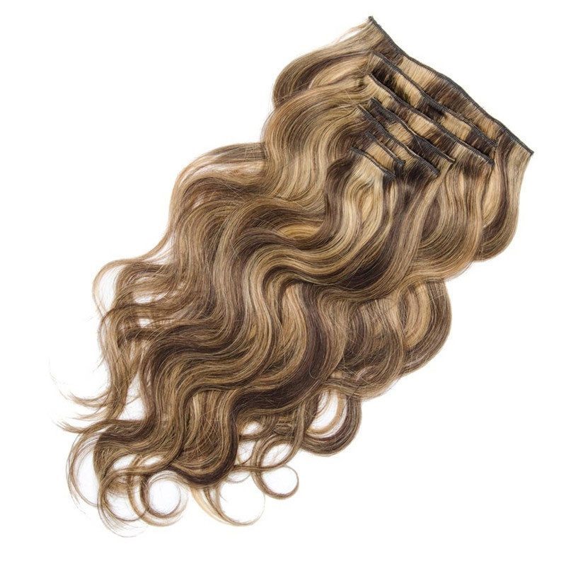 Body Wave 70g 7pcs Clip in Extension Blonde Highlight Color Virgin Hair