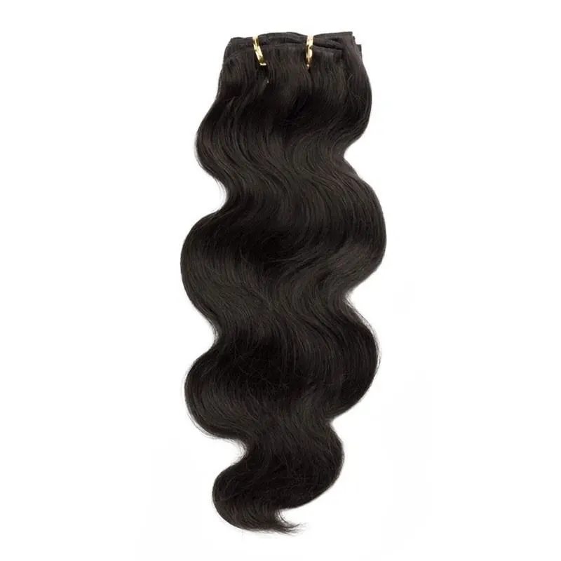 Black Body Wave 120g 10pcs Clip in Extension Human Hair Dark Brown 4#