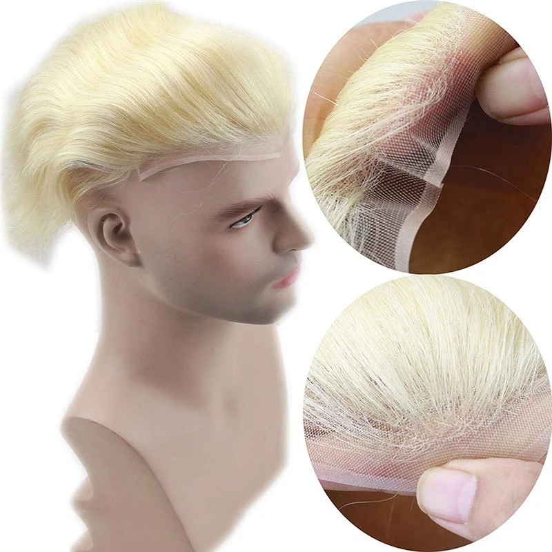 Best Hairpieces and Wigs For Men #613 Blonde Color Toupee European Virgin Toupee  8X10