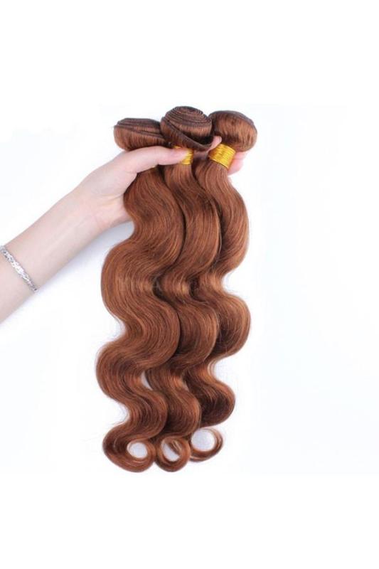 Color #30 Medium Brown Body Wave Peruvian Remy Hair Weaves 3pcs Buddles