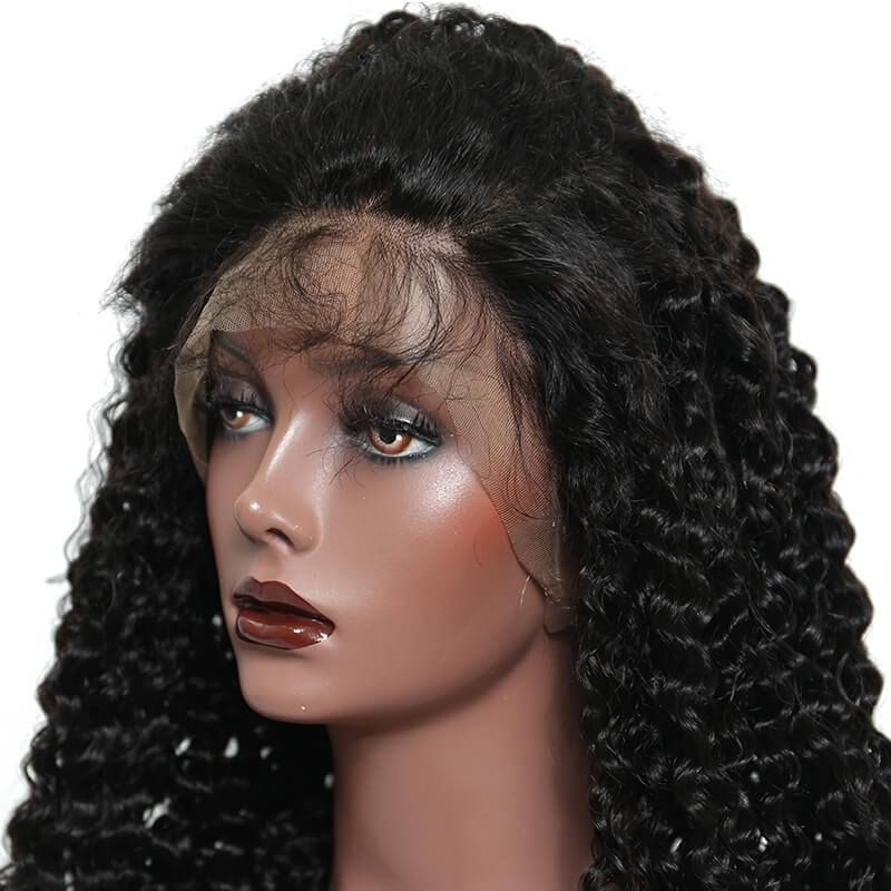 300% Density Pre-Plucked Kinky Curly Human Hair Wigs Natural Hair Line Lace Front Wigs Malaysian Virgin Hair