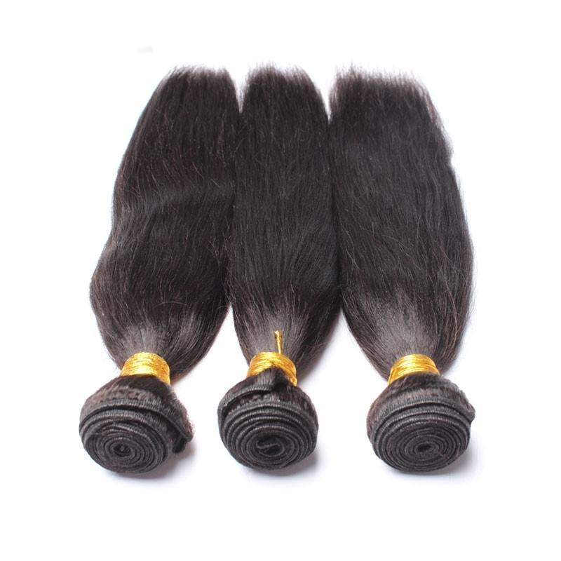 Yaki Straight Hair Bundles 100 Human Hair Extension Weft 3Pcs Weaves