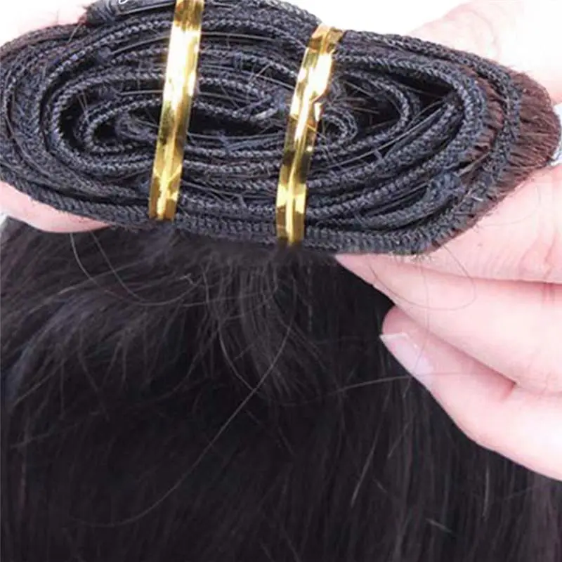 Clip In Human Hair Extensions Silky Straight Brazilian Virgin Hair Natural Color