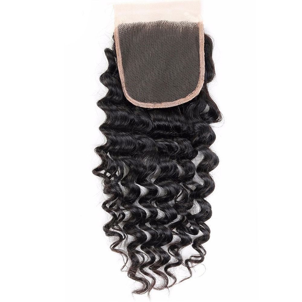 Excellent Deep Curly Mongolian Hair Loose Deep Wave Swiss Lace Closure 4*4 Unprocessed Human Virgin Hair Mongolian Hair