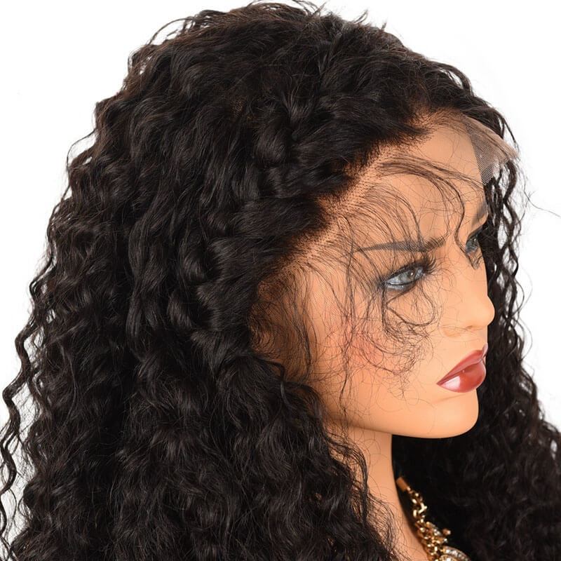 300% Density Deep Curly  7A Brazilian Human Hair Wigs Lace Front Human Hair Wigs