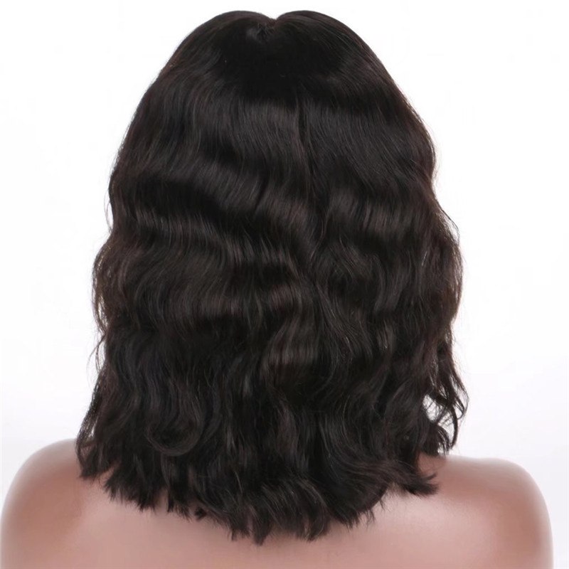Bob Wavy Glueless lace Front Remy Brazilian Hair Wigs for Black Women Frontal Lace Front Bob Wave Human Hair Wigs