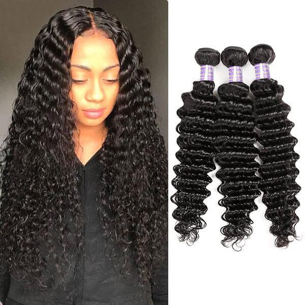 Indian Deep Wave 3 Bundles Virgin Human Hair Extensions-Eseewigs Hair