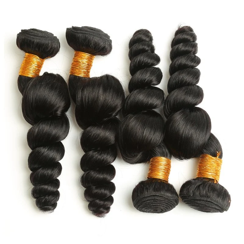 Natural Color Loose Wave Malaysian Remy Human Hair Weave 3pcs Bundles