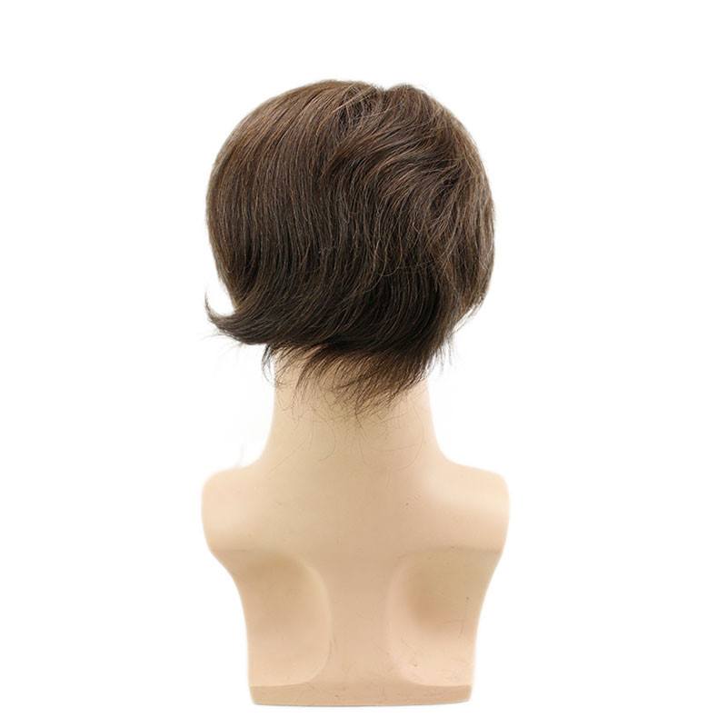 Eseewigs Whole PU Base 4# Brown Toupee for Men Durable Thin Skin Brazilian Remy Human Hair 10x8 inch Straight Hair Replacement