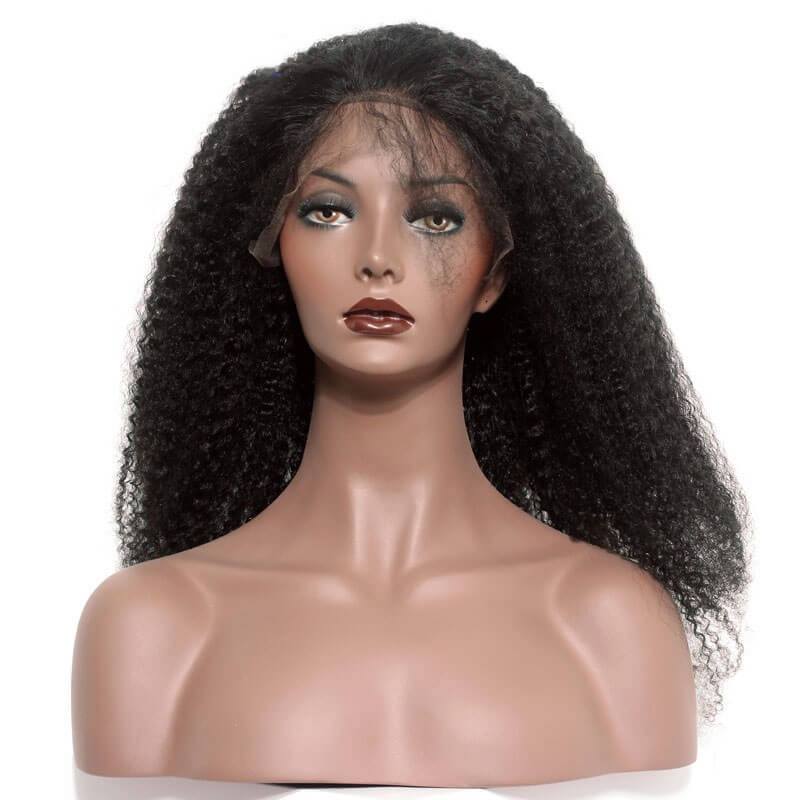 Afro Kinky Curly Peruvian Virgin Hair 300% Density  Wigs with Baby Hair Glueless Lace Front Human Hair Wig