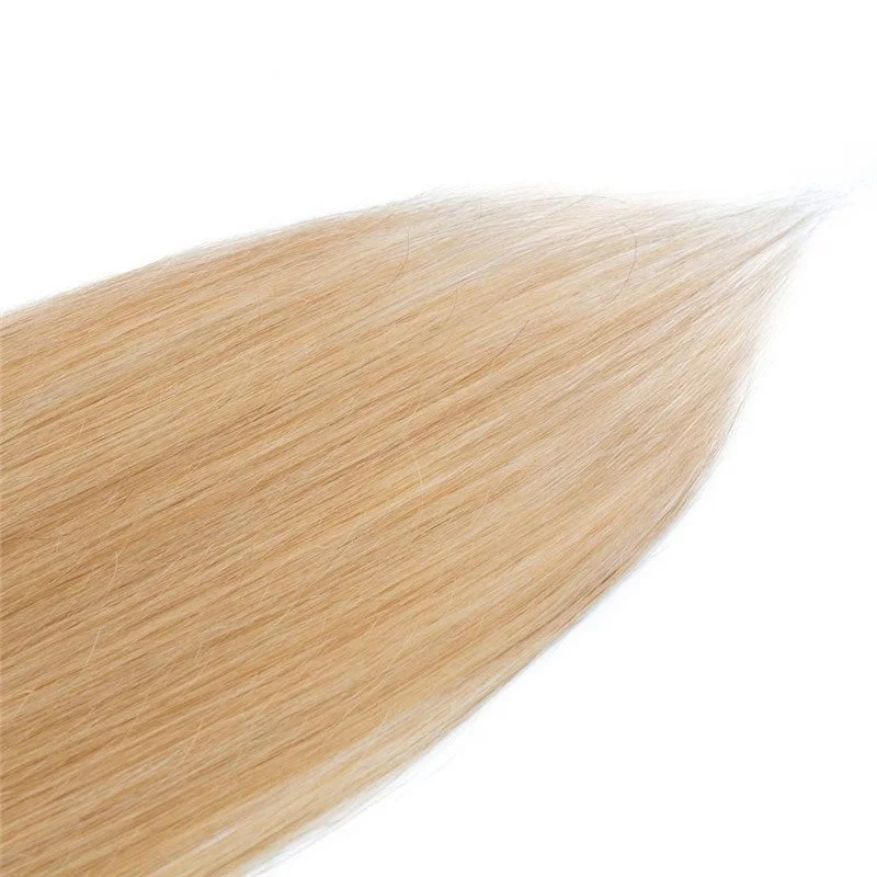 100g 7pcs Virgin Hair Clip in Extension Silky Straight Light Blonde Color