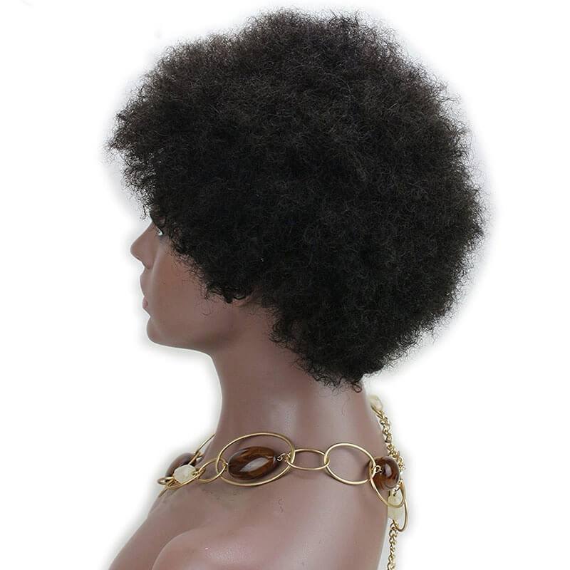 Short  Afro Kinky Curly  Wigs Human Hair Brazilian Human Hair None Lace Full Wig For Women