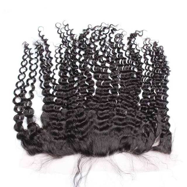 Kinky Curly Lace frontal Closure 13x4 with Baby Hair Natural Color Brazilian Hair