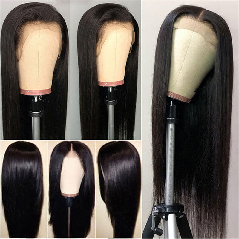 Silky Straight Lace Front Wig Brazilian Remy Human Hair Pre Plucked 300 Density Lace Wig with Baby Hair for Women