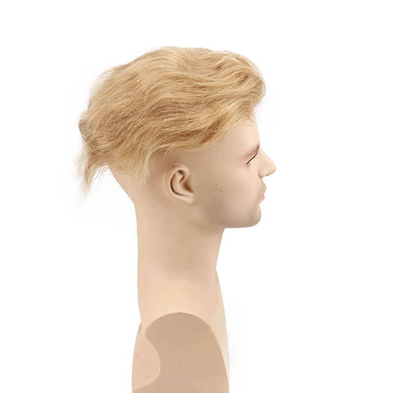 Soft Thin Skin Whole PU Base Toupee 21# Ash Blonde Human Hair Men`s Hairpiece