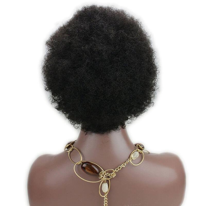 Short  Afro Kinky Curly  Wigs Human Hair Brazilian Human Hair None Lace Full Wig For Women