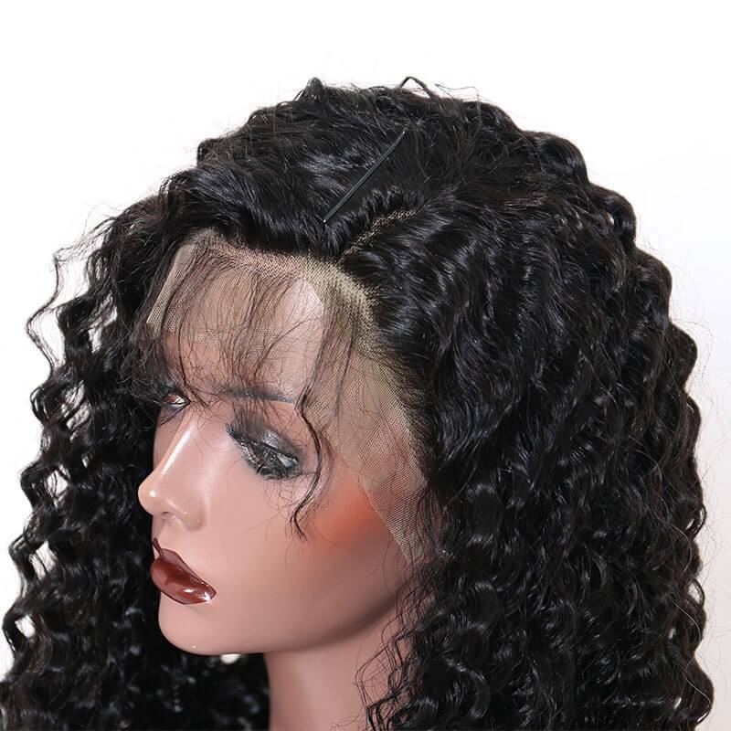 300% Density Wig Deep Wave Malaysian Lace Wigs with Baby Hair for Black Women Pre-Plucked Natural Hair Line